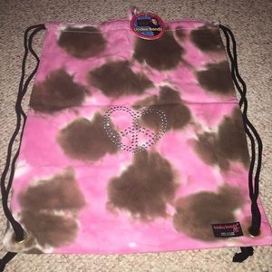 Undee Bandz Pink & Brown Heart Drawstring Bag